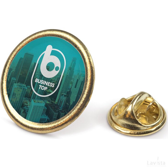 Badge metalen pin Ø20mm goud satijn