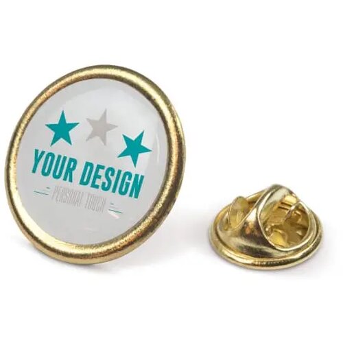 Badge metalen pin Ø20mm goud satijn