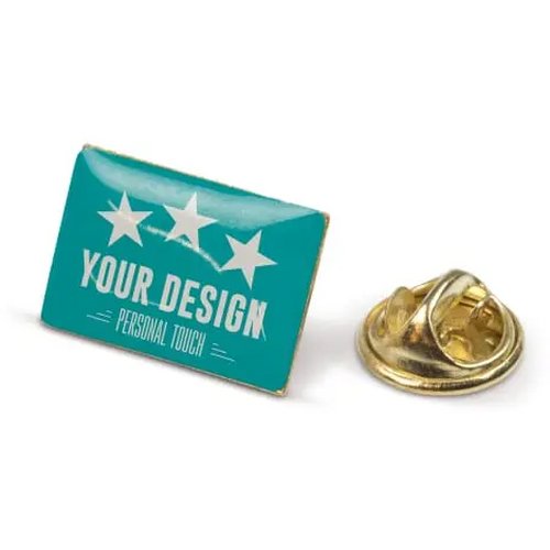 Badge metalen pin 19x13mm goud satijn