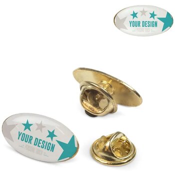 Badge metalen pin 20x12mm goud satijn