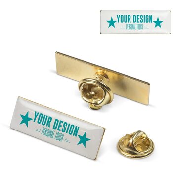 Badge metalen pin 30x10mm goud satijn