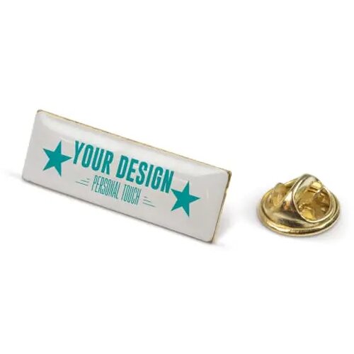 Badge metalen pin 30x10mm goud satijn