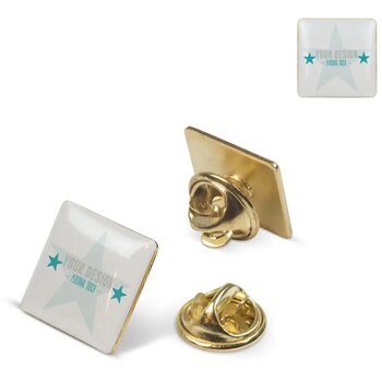 Badge metalen pin 15x15mm goud satijn