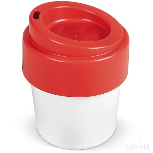Koffiebeker Hot-but-cool met deksel 240ml wit / rood