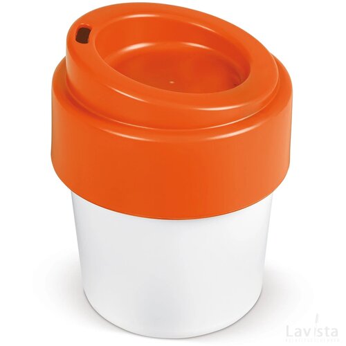 Koffiebeker Hot-but-cool met deksel 240ml wit / oranje