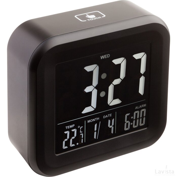Wekker met thermometer Reeves-Antibes zwart