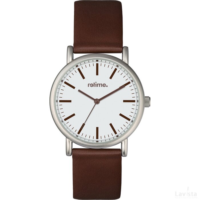 Polshorloge Retime-Basic bruin, zilver, wit