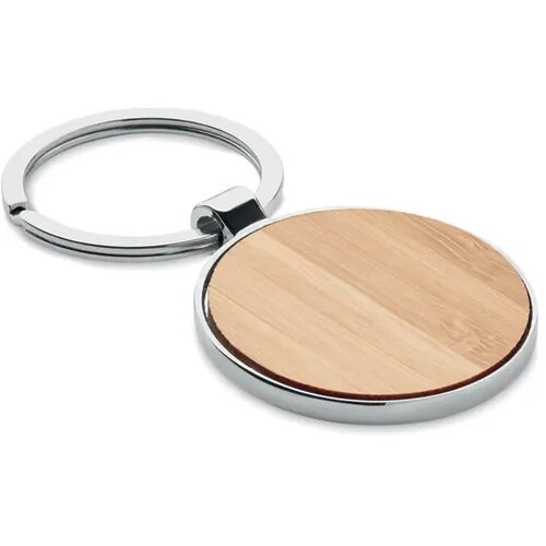Ronde bamboe sleutelhanger Bruin