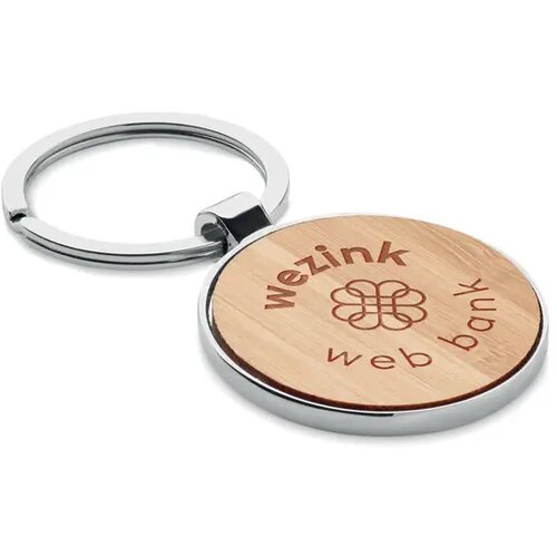 Ronde bamboe sleutelhanger Bruin