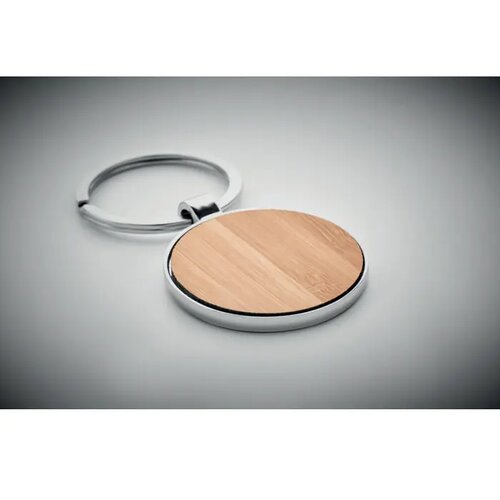 Ronde bamboe sleutelhanger Bruin