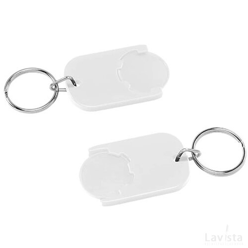 Sleutelhanger winkelwagenmuntje wit