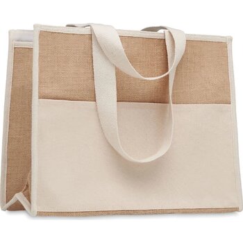 Koeltas van canvas en jute Campo de geli beige