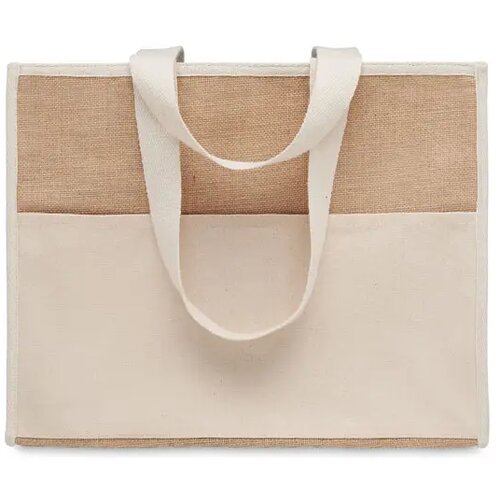 Koeltas van canvas en jute Campo de geli beige