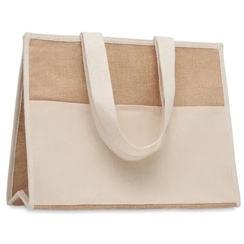 Koeltas van canvas en jute Campo de geli beige