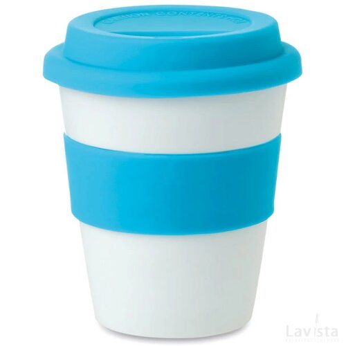Pp beker met siliconen deksel Astoria turquoise