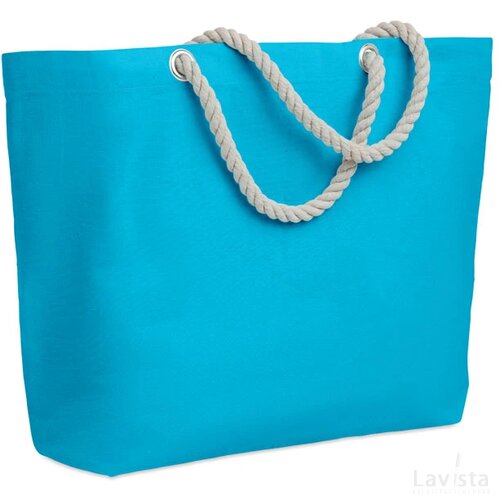 Strandtas met touw handvatten Menorca turquoise