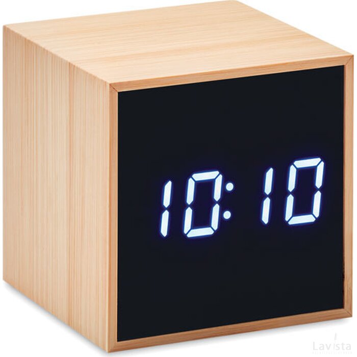 Bamboe klok vierkant met led Mara clock hout