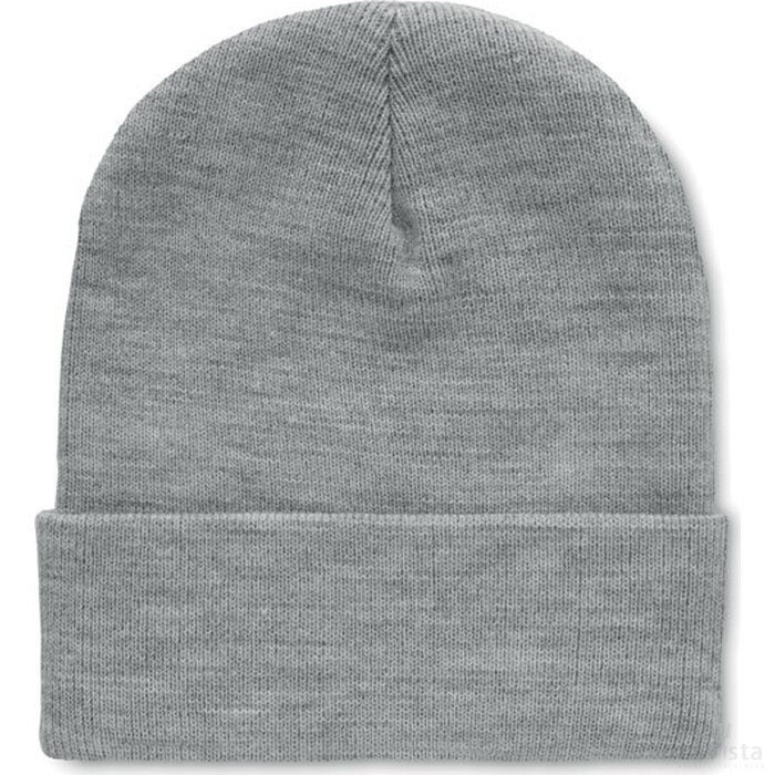 Rpet beanie met omslag Polo rpet wit/grijs