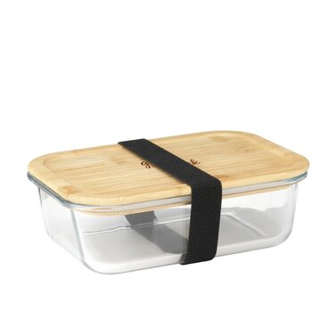 Glazen Lunchbox Met Bamboe Deksel Transparant Glazen Lunchbox Met Bamboe Deksel Transparant