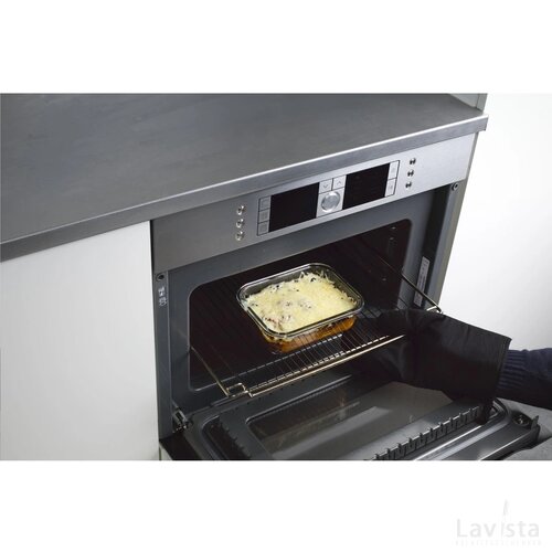 Glazen lunchbox met bamboe deksel Transparant