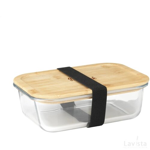 Glazen lunchbox met bamboe deksel Transparant