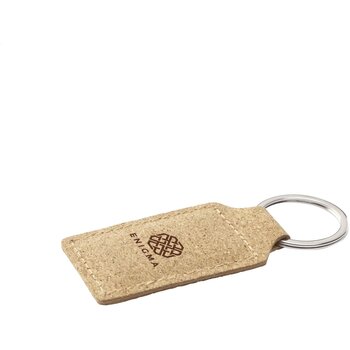 Kurk sleutelhanger met stevige ring Bruin