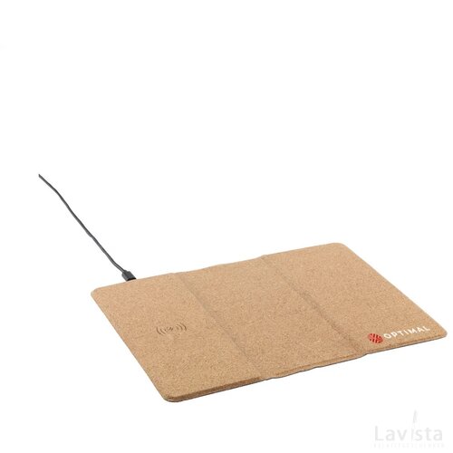 Cork Wireless Charging Mousepad Muismat Hout