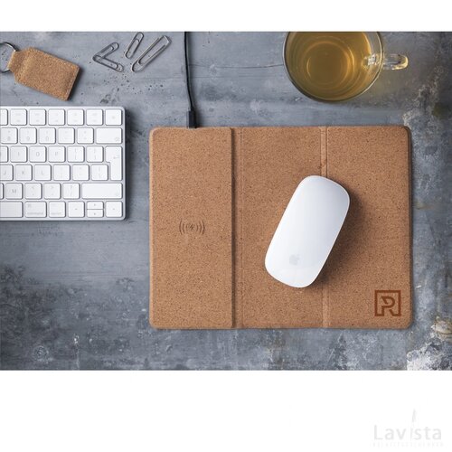 Cork Wireless Charging Mousepad Muismat Hout