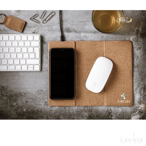 Cork Wireless Charging Mousepad Muismat Hout