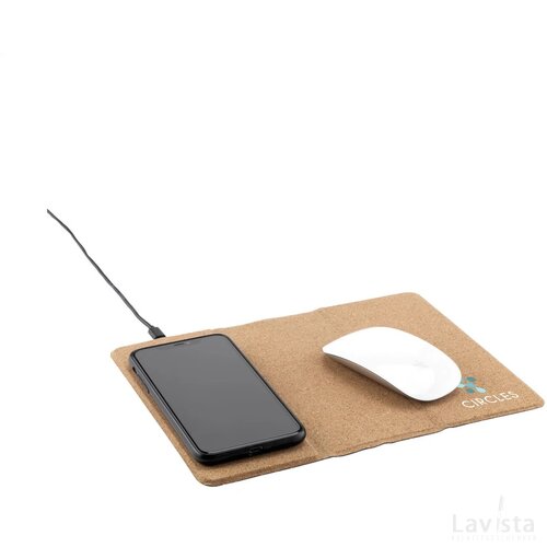 Cork Wireless Charging Mousepad Muismat Hout