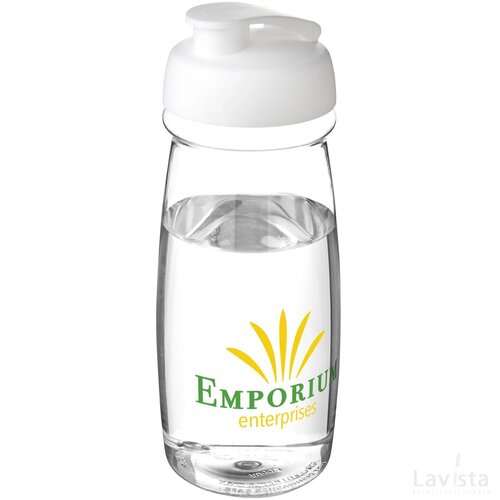 H2O Pulse® 600 ml sportfles met flipcapdeksel Transparant, Wit Transparant/Wit