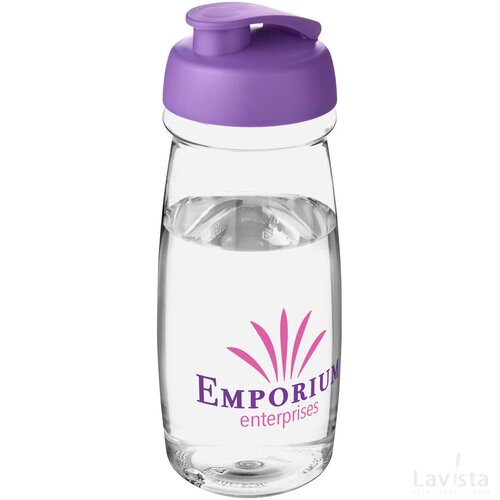 H2O Pulse® 600 ml sportfles met flipcapdeksel Transparant, Paars Transparant/Paars