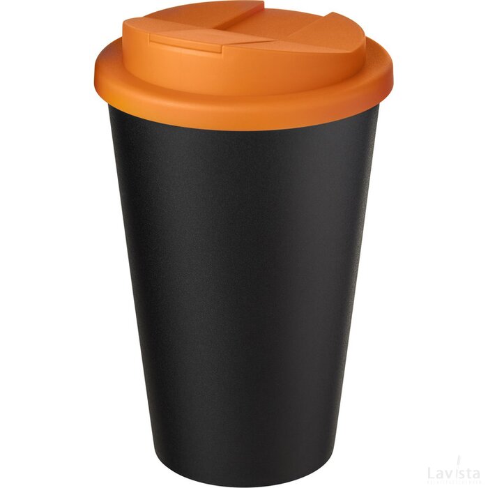 Americano® Eco 350 ml gerecyclede beker met spill-proof deksel Oranje, Zwart Oranje/Zwart