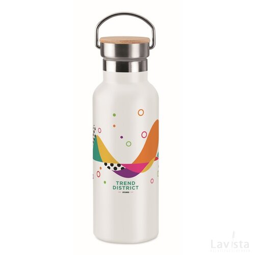 Thermosfles met bamboe deksel (500 ml) Wit