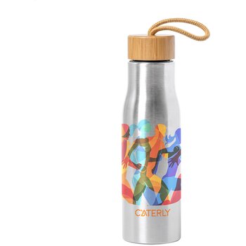 RVS drinkfles met draagriem Zilver RVS drinkfles met draagriem Zilver