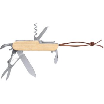Houten zakmes met 9 functies Naturel