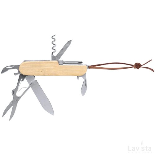 Houten zakmes met 9 functies Naturel