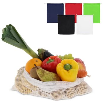 Herbruikbaar groente & fruit zakje OEKO-TEX® katoen 40x45cm rood