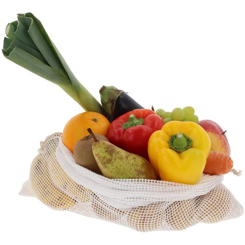 Herbruikbaar groente & fruit zakje OEKO-TEX® katoen 40x45cm wit