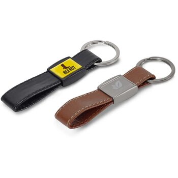 Sleutelhanger metaal met echt leer Bruin Sleutelhanger metaal met echt leer Bruin