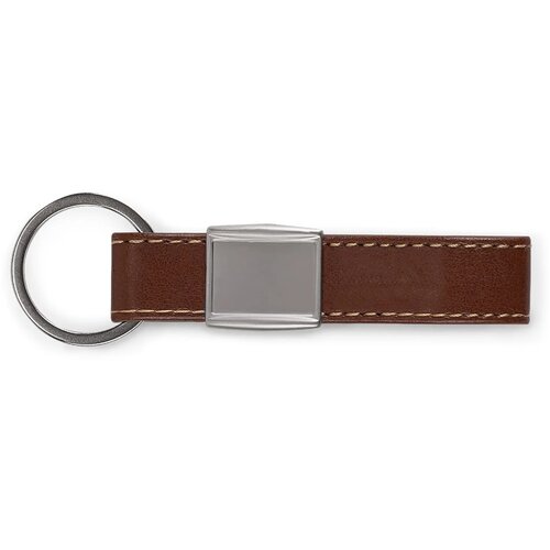 Sleutelhanger metaal met echt leer Bruin
