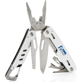 Solid multitool met karabijnhaak zilver