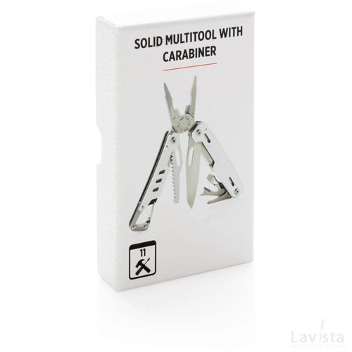 Solid multitool met karabijnhaak zilver