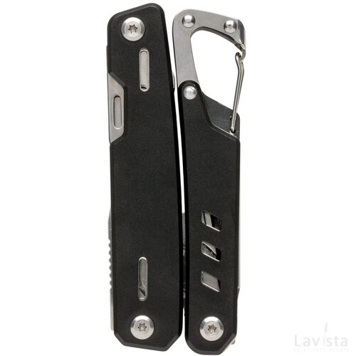 Solid multitool met karabijnhaak zwart