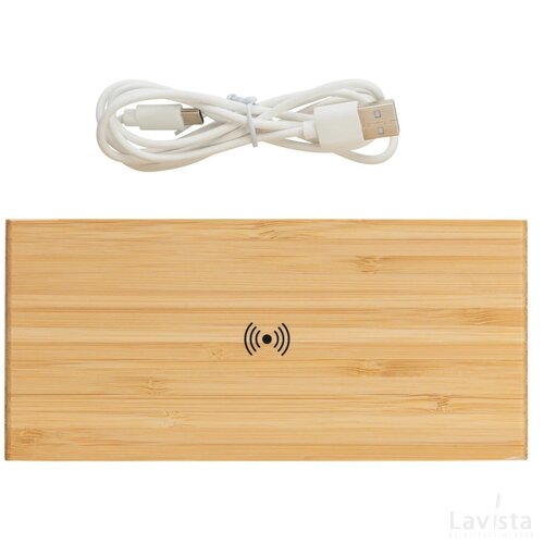 Bamboe alarmklok met 5W draadloze oplader bruin