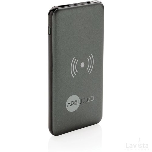 10.000 mAh powerbank met 10W draadloos snelladen met PD grijs