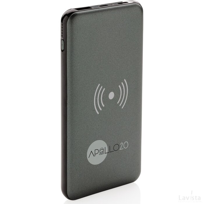 10.000 mAh powerbank met 10W draadloos snelladen met PD grijs