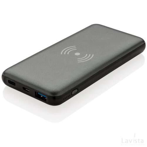 10.000 mAh powerbank met 10W draadloos snelladen met PD grijs