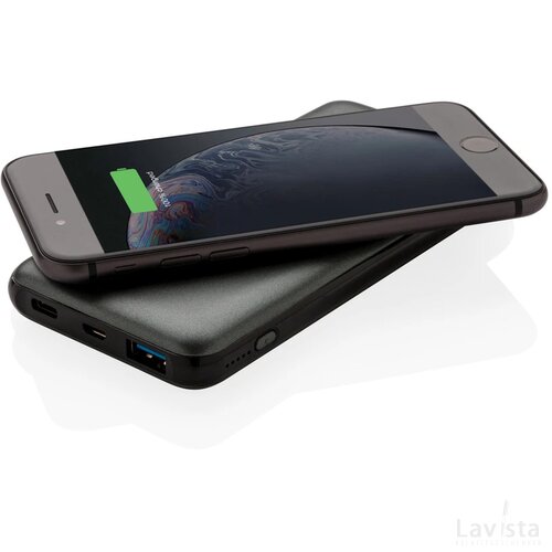 10.000 mAh powerbank met 10W draadloos snelladen met PD grijs