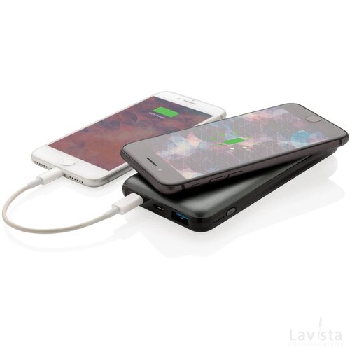 10.000 mAh powerbank met 10W draadloos snelladen met PD grijs